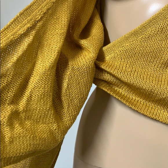 JUST FOR YOU MUSTARD WRAP SWEATER size medium - Picture 5 of 10